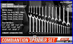 30pc Duo Metric SAE Combination Spanner Set Gear Wrench Standard Head Extra long
