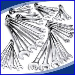 32-Piece SAE & Metric Wrench Set 20 Standard, 12 Stubby, Organizer Tray, Chrom