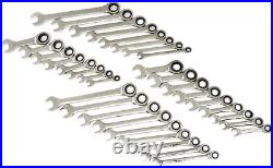 34 Pc. 72-Tooth 12 Point Sae/Metric Standard/Stubby Combination Ratching Wrench