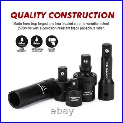 38-Piece 1/2 Drive Impact Socket Set Deep & Standard SAE/Metric, Extensions & 38-Piece 1/2 Drive Impact Socket Set Deep & Standard SAE/Metric, Extensions &