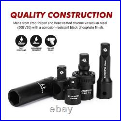 38-Piece 1/2 Drive Impact Socket Set Deep & Standard SAE/Metric, Extensions &