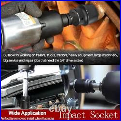 3/4 Drive Impact Socket Set, 27 pcs Standard SAE (7/8 to 2) & Metric(22-50mm)