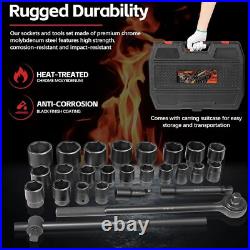 3/4 Drive Impact Socket Set, 27 pcs Standard SAE (7/8 to 2) & Metric(22-50mm)