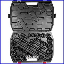 3/4 Drive Impact Socket Set, 27 pcs Standard SAE (7/8 to 2) & Metric(22-50mm)