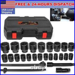 3/4 Drive Impact Socket Set Standard SAE (7/8-2) Metric (22-50 mm) Size 27PCS