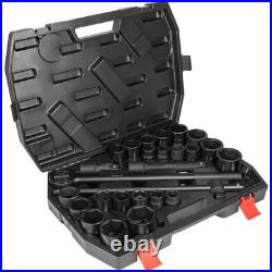 3/4 Drive Impact Socket Set Standard SAE (7/8-2) Metric (22-50 mm) Size 27PCS