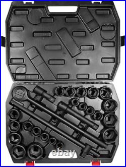 3/4 Drive Impact Socket Set for Trailers Trucks, 27-Piece Standard SAE & Metric