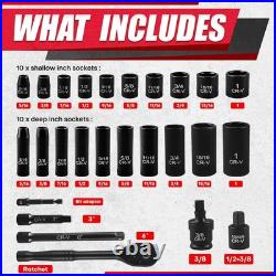 3/8 64PCS Socket Set SAE/Metric CrV Deep Shallow Impact Socket Set Piece Set