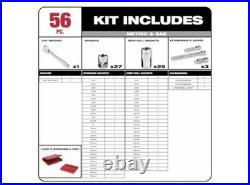 3/8 Drive 56pc Ratchet & Socket Set SAE & Metric Milwaukee Tool 48-22-9008