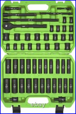 3/8 Drive Impact Socket Set, 52 Piece Standard SAE (5/16-3/4 inch) and Metric 3/8 Drive Impact Socket Set, 52 Piece Standard SAE (5/16-3/4 inch) and Metric