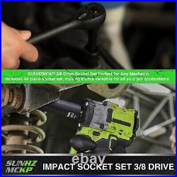 3/8 Drive Impact Socket Set, 52 Piece Standard SAE (5/16-3/4 inch) and Metric 3/8 Drive Impact Socket Set, 52 Piece Standard SAE (5/16-3/4 inch) and Metric