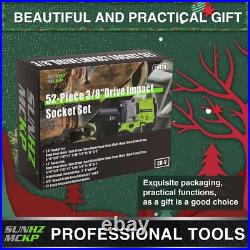 3/8 Drive Impact Socket Set, 52 Piece Standard SAE (5/16-3/4 inch) and Metric 3/8 Drive Impact Socket Set, 52 Piece Standard SAE (5/16-3/4 inch) and Metric