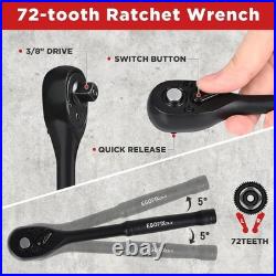 3/8 Drive Impact Socket Set, 90 Piece Metric Socket 6-22mm and Standard SAE