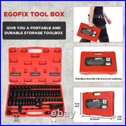 3/8 Drive Impact Socket Set, 90 Piece Metric Socket 6-22mm and Standard SAE