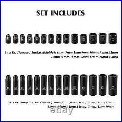 3/8'' Drive Master Impact Socket Set, 87-Piece Deep & Standard SAE and Metric