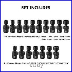 3/8'' Drive Master Impact Socket Set, 87-Piece Deep & Standard SAE and Metric