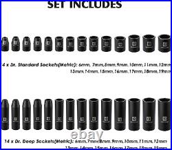 3/8'' Drive Master Impact Socket Set, 87-Piece Deep & Standard SAE and Metric, Cr