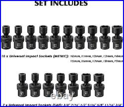 3/8'' Drive Master Impact Socket Set, 87-Piece Deep & Standard SAE and Metric, Cr