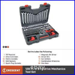 3/8 In. Drive 12-Point Standard Sae/Metric Mechanics Tool Set with Case 128-Pie 3/8 In. Drive 12-Point Standard Sae/Metric Mechanics Tool Set with Case 128-Pie