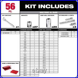 3/8 In. Drive Sae/Metric Ratchet and Socket Mechanics Tool Set (56-Piece)