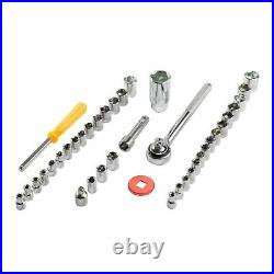 40Pcs Ratcheting Socket Wrench Set- SAE/ Metric Hex Socket Tool Kit(1/4 & 3/8)