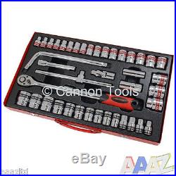 41Pc 1/2 inch Drive SAE and Metric Socket Garage Tool Set Extendable Ratchet