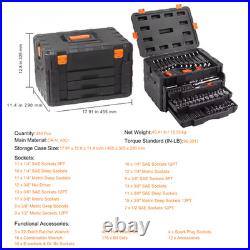 450PC Mechanics Tool Set SAE Metric Socket Wrench Kit 1/4 3/8 1/2 Drive with Case