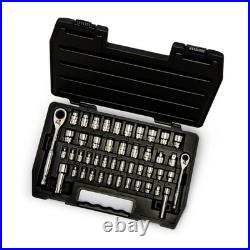 46 Pc 1/4 & 3/8 Drive Pass-Thru Tool Set SAE/Metric Socket Wrench Kit