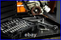 46 Pc 1/4 & 3/8 Drive Pass-Thru Tool Set SAE/Metric Socket Wrench Kit