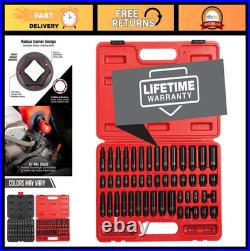 48-Piece 1/4 Drive Impact Socket Set, SAE/Metric, Cr-Mo Steel, Deep/Standard, H
