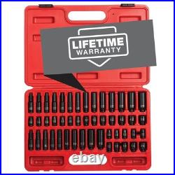 48-Piece 1/4 Drive Impact Socket Set, SAE/Metric, Cr-Mo Steel, Deep/Standard, H