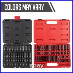 48-Piece 1/4 Drive Impact Socket Set, SAE/Metric, Cr-Mo Steel, Deep/Standard, H