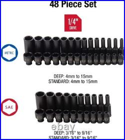 48-Piece Cr-Mo Alloy Steel Socket Set, SAE/Metric