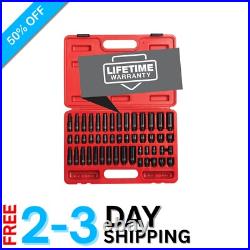 48-Piece Impact Socket Set Cr-Mo Alloy Steel SAE/Metric Heavy Duty Storage