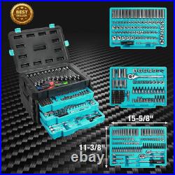 497 Piece Mechanics Tool Set SAE Metric Sockets 90 Tooth Ratchet 3 Box