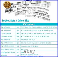 497 Piece Mechanics Tool Set SAE Metric Sockets 90 Tooth Ratchet 3 Box 497 Piece Mechanics Tool Set SAE Metric Sockets 90 Tooth Ratchet 3 Box