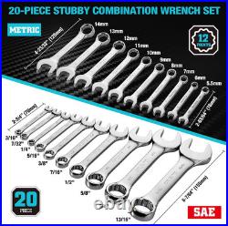 52-Piece Combination Set, 32 PCS Combo & 20 PCS Stubby, SAE & Metric, CR-V Stee
