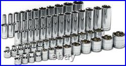 56 Pc. 3/8 Drive 6 Pt. 120XP Mechanics Tool Set, Standard & Deep, SAE/Metric