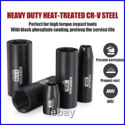 65-Piece 1/2 Impact Socket Set 6 Point Standard SAE & Metric CR-V Steel with