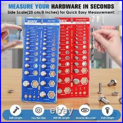 68 Nut & Bolt Thread Checker Standard & Metric Size Gauge, 26 SAE/Metric, Dril