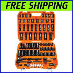 6-Point 67-Piece Drive Impact Socket Set SAE & Metric with Organized Storage 6-Point 67-Piece Drive Impact Socket Set SAE & Metric with Organized Storage