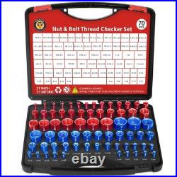 70 Pcs Thread Checker Set SAE & Metric Bolt & Nut Gauge, 37 & 33 Sizes, Idea