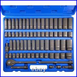 70pcs 1/2 Drive Impact Socket Set, Cr-V Steel, SAE & Metric, Standard/Deep S