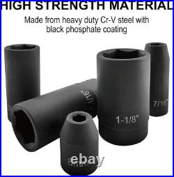 70pcs 1/2 Drive Impact Socket Set, Cr-V Steel, SAE & Metric, Standard/Deep S