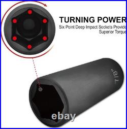 70pcs 1/2 Drive Impact Socket Set, Cr-V Steel, SAE & Metric, Standard/Deep S