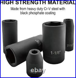70pcs 1/2 Drive Impact Socket Set, Cr-V Steel, SAE & Metric, Standard/Deep Soc