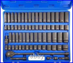 70pcs 1/2 Drive Impact Socket Set, Cr-V Steel, SAE & Metric, Standard/Deep Soc