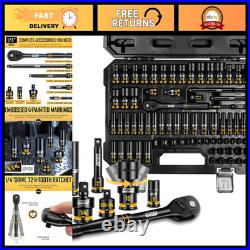 74-Piece Impact Socket Set 1/4 Drive, SAE & Metric, Deep/Shallow, Ratchet Han