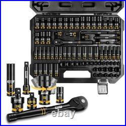 74-Piece Impact Socket Set 1/4 Drive, SAE & Metric, Deep/Shallow, Ratchet Han