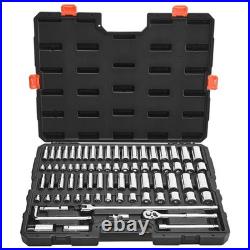 76-Piece Socket Set, 3/8 Drive Ratchet, SAE & Metric, Deep/Shallow, Mechanic To